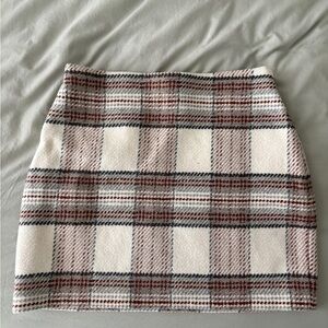H&M Red and White Plaid Tweed Pencil Skirt